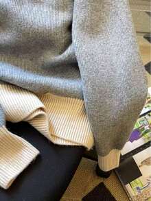 拉链长袖针织开衫，百搭针织毛衣