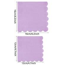 20 piezas/40 piezas/100 piezas Servilletas moradas con borde ondulado, servilletas de bebida y postre con forma floral y borde ondulado en color lila para decoración de cumpleaños, boda, fiesta de novia, aniversario, recepción y eventos - Morado - Ver 2