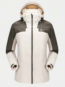 CAMEL CROWN Cold-Resistant Outdoor Women's Jacket Three-In-One Detachable Two Pieces Windproof And Waterproof Mountaineering Jacket - Oatmeal Gray Forest Green - View 3