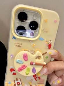 1pc Cute Creative Cat Palette Painting Board Stand Compatible With IPhone, Android Phone, Gift For Birthday, Family, Friends Phone Holder Phone Stand Phone Accessories - Multicolor - View 7
