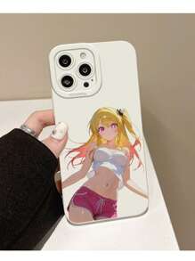 带镜头保护罩的防震保护壳:动漫女孩风格提升你的心情 - 白色 - 查看 4