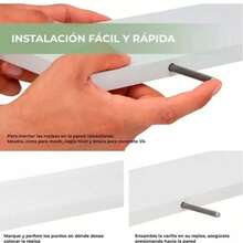 JUEGO DE 3 REPISAS FLOTANTES MINIMALISTAS DE MELAMINA 40X15 - Blanco - Ver 3