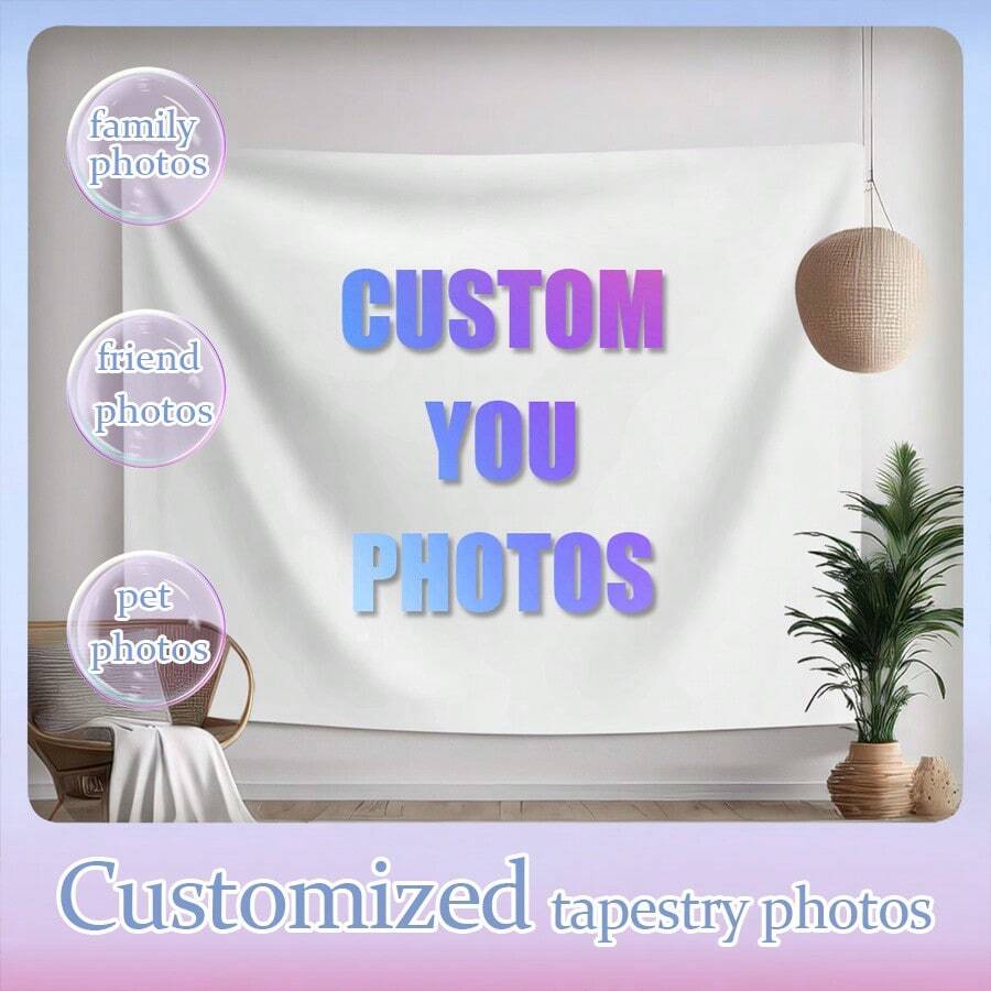 1pc Customizable Personalized Tapestry With Photos And Text, For ...