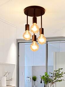 4-Light Flush Mount Ceiling Light, Modern Cast Iron - Smooth Painted Surface, Suitable For Bedroom, Kitchen, Dining Room, Hallway, Balcony (E27 Base) - Chandelier - View 6