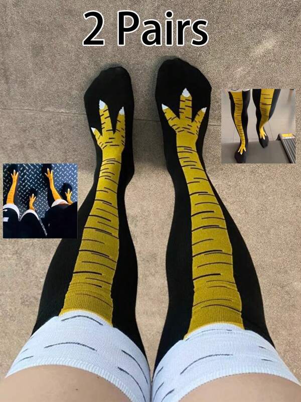 1/2 Pairs Unisex Chicken Claw Funny Over-The-Knee Socks, Unique Socks Suitable For Daily Wear, Sports, Gatherings, Y2k