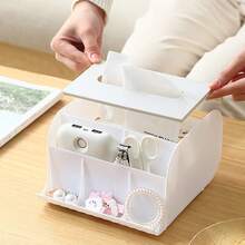 1 Packung Taschentuchbox - Multifunktionale Taschentuchbox-Halterung mit Stationery-Fernbedienungsbox - Eleganter und stilvoller Servietten-Halter für Zuhause, Papierhalter für den Schreibtisch, Aufbewahrungsorganizer, Servietten-Halter, für Familienfeste, Zuhause, Küche, Esszimmer, Dekorationsbox, Geschenk für Frauen, Must-Have für Sommerreisen und Feiertage