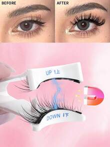 MAGEFY 4/3/1 对 CC 卷磁性眼线笔和磁性睫毛套装，含磁性夹 + 粉色眉毛修剪器 + 睫毛夹，混合风格，无胶，自然外观可重复使用假睫毛，6-13 毫米仿貂皮睫毛适合日常佩戴，防水，漫画睫毛，细长眼尾放大双眼，蓬松纤细，适合日常使用漫画睫毛，2025 年夏季旅行必备品，海滩度假，露营旅行 - 眼尾拉長款 - 查看 13