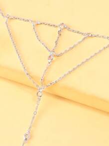 1 件波西米亚风格水晶多层手指手链女士手链，夏季海滩手饰 - 銀色 - 查看 5