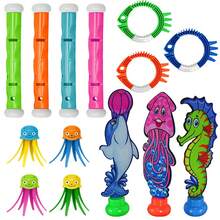 4pcs/5pcs Water Play Diving Toys Swimming Pool Treasure Hunt Diving Fish, Shark, Rocket, Water Ring, Jewel, Seaweed, Lightning Ring, Diamond Toy Set. Handpainted Colors May Have Slight Variations, Uneven Dyeing Is Normal. - Multicolor - View 6