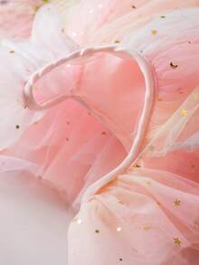 Girl's Stars Printed Mesh Dress Elegant Princess Girl Casaul Rainbow Tulle Dresses Suitable For Holiday, Party, Birthday, Vacation, Summer - 粉色 - 查看 6