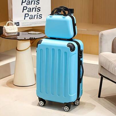 1 Set 14+20 Inch ABS+PC Material Hard Shell Aluminum Handle Luggage Set With Password Lock And Spinner Wheels, Big Capacity Smooth Zipper Suitcase, Fit For Travel/Work/Study Luggage Case Trolley Suitcase Spinner Suitcase Travel Luggage Travel Suitcase Hard Shell Suitcase Suitcase Luggage Carry-On Suitcase With Wheels Travel Essentials Durable For Men For Women For Vacation For Business Large Capacity Travel Essential Travel Accessories Travel Organizer Travel Stuff