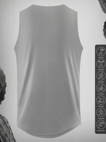 Men's Wide Shoulder Athletic Tank Top With Curved Hem Design Offers Natural Drape And Enhanced Layering, Suitable For Gym Weightlifting And Outdoor Hiking