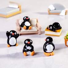 6件套迷你企鹅摆件，可爱小企鹅装饰品，树脂动物摆件，适用于装饰花园、户外空间、盆栽植物、水族箱、家居和汽车，DIY配件，小礼物 - 彩色 - 查看 4