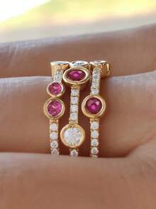 Vanel خاتم وعد متألق بحجر الزركونيا الكريستالي الأنيق، قطعة واحدة بمقاسات متعددة، مناسب تمامًا للخطب والزفاف والحفلات المسائية، تصميم كلاسيكي لها