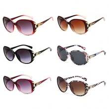 6pcs Women's Large Plastic Gradient Fashion Glasses Set, Suitable For Street, Summer, Vacation, And Daily Use - Bohemian Beach Accessories Women's Glasses, Suitable For Beach Vacation, Outing, And Travel - 彩色 - 查看 7