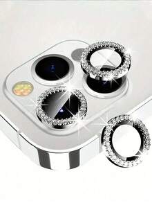 Strass Kameraobjektiv Schutzfolie Set für iPhone 12/12 Mini/12 Pro/12 Pro Max, iPhone 13/13 Mini/13 Pro/13 Pro Max, iPhone 11/11 Pro/11 Pro Max, iPhone 14/14 Plus/14 Pro/14 Pro Max, iPhone 15/15 Plus/15 Pro/15 Pro Max, eingelegt mit imitierten Diamanten dekorierte Kameraabdeckung aus gehärtetem Glas, bunte imitierte Diamanten