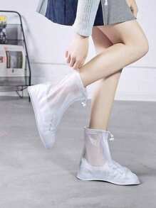 1/2Pairs Transparent Plastic Drawstring Waterproof Rain Shoe Covers, Various Sizes, Non-Slip,3/5/10Pairs, Waterproof And Dustproof Reusable Shoe Covers, Outdoor Accessories, Suitable For School, Office, Home, Travel, Shoe Storage