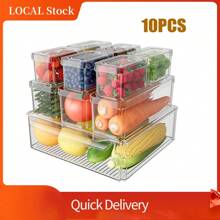 PET 透明冰箱收纳盒，S/M/L 尺寸单独出售，3 件/14 件套装，塑料容器，冰箱收纳隔板收纳盒圣诞礼物 - 彩色 - 查看 8