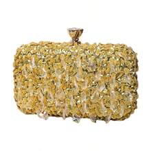 RomanticDesign Women Bling Evening Bag Fashion Embroidered Beaded Sequin Clutch Cocktail Wedding Party Purse - 金色 - 查看 1