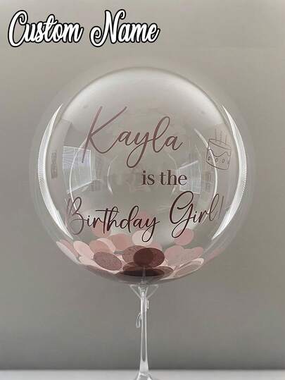 1pc- Custom Transparent Birthday Balloons, Purchase Birthday Girl Balloons, Custom Balloon Names For Birthday, Coming-Of-Age, Sweet Personalized Birthday Party Bobo Balls, Design Your Own Balloons, Personalized Party Decorations, Personalized Gifts