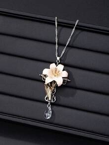1 件哥特式十字架和栀子花复古吊坠项链，适合女性日常佩戴 - 彩色 - 查看 1