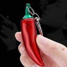 2Pcs/Set Red Pepper Permanent Match Lighter, Reusable 10,000 Times, Key Chain Match Lighter, Portable Design, Suitable For Outdoor Camping, Hiking, Daily Use, Is A Great Choice For Father's Day, Christmas, Birthday Gifts. - 紅色 - 查看 5