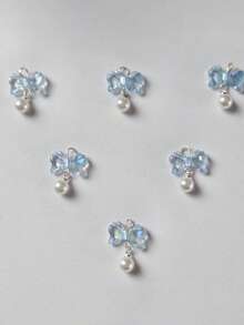 10pcs New Plated Colorful Transparent Small Bowknot Bow Pendant DIY Handmade Phone Strap Chain Beads Earring Accessories