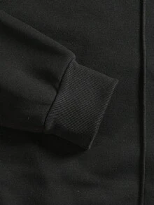 男士休闲运动圆领长袖运动衫套装 - 黑色 - 查看 6