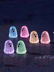 12 piezas/6 piezas Decoraciones mini de resina de fantasmas que brillan en la oscuridad, accesorios de decoración DIY, ornamentos de micro paisaje mini, adecuados para decoración de fiestas, decoración de Halloween, regalos festivos, decoración del hogar