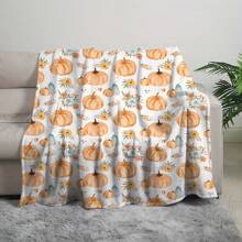 Cozy Farmhouse Fall Flannel Throw Blanket - Soft  Pumpkin, Leaf & WheatDesign, Warm Autumn Colors For Home Decor Or Seasonal Comfort,Halloween Party ThemeBlanket , Suitable For All Seasons, Washable, Machine Washable, Lightweight, Breathable, Comfortable, Warm, Unique,Polyester 280gsm, Suitable For Him And Her, Suitable For Napping, Camping, Traveling, Family, Daily Life Office Decoration, Birthday Anniversaries, Valentine's Day, Thanksgiving, Christmas, Halloween, Mother's Day, Father's Day, Weddings, New Year Gifts For Her, Him, Family, Boyfriend, Girlfriend Father, Family Member, Mother, Lover, Daughter, Son, Grandfather, Grandmother, Friend,Classmate And Pet. Sofa,Bed,Car,Bedroom,Living Room,Office, Outdoor Camping, Beach,Wall Decoration Ships