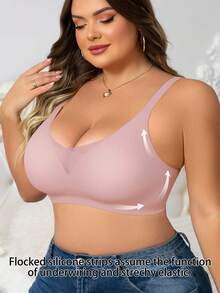 Plus Size Women's Full Coverage T-Shirt Bra With Underwire, Comfortable Wide Strap Design Suitable For Large Bust - Pink - View 1