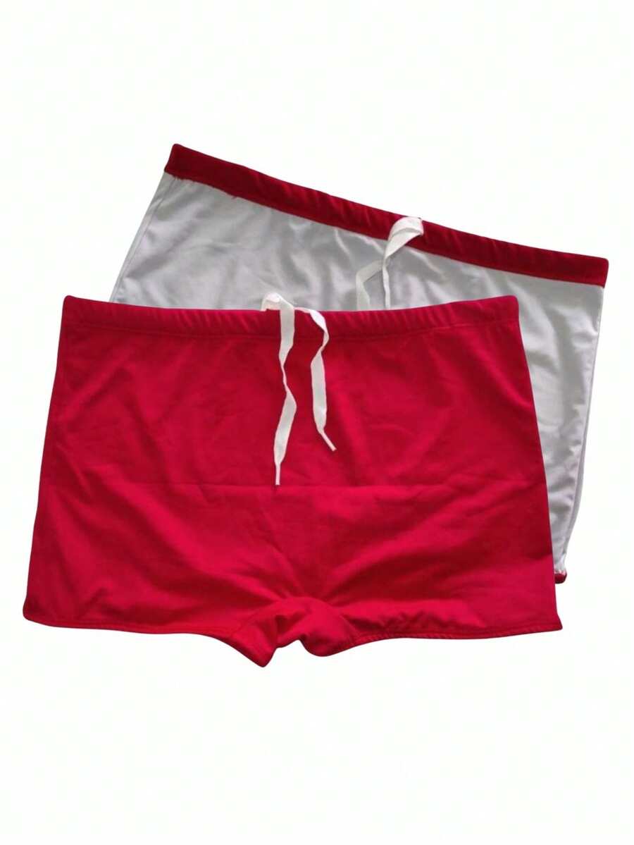 Lined Boxer Shorts With Elastic And Drawstring, Lined With UV50+ Protection - Red - View 1