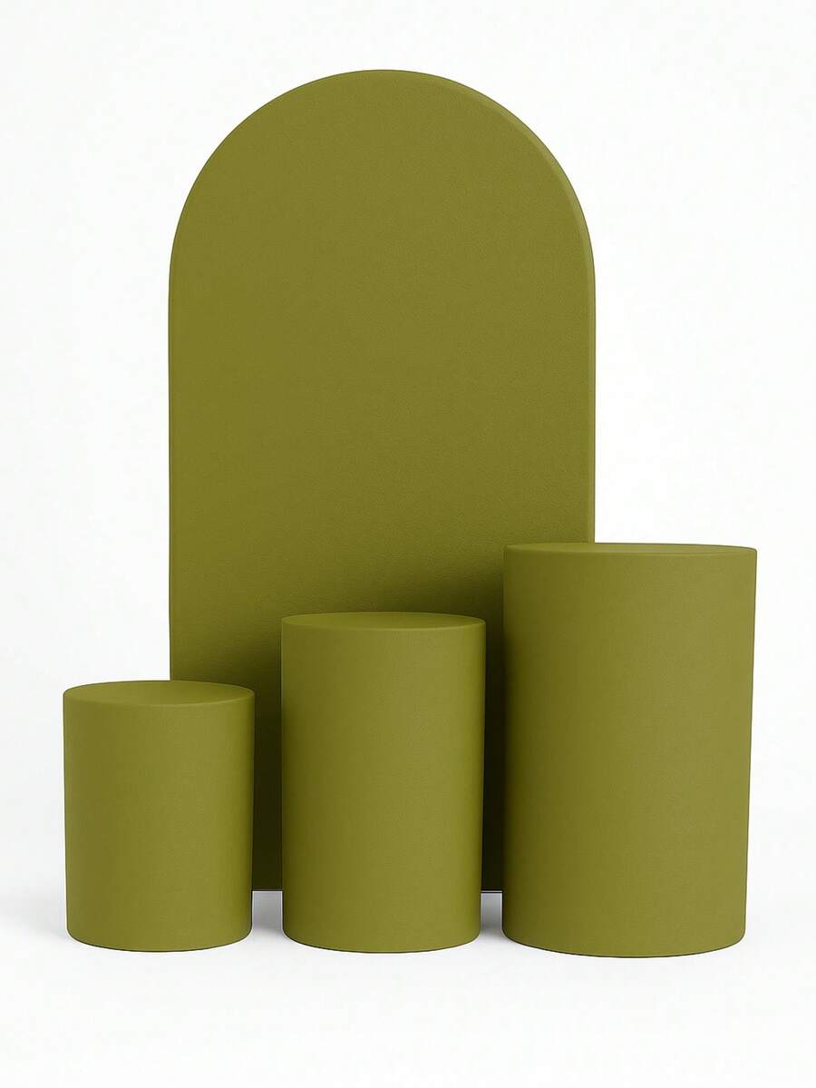 Set Of 4 Double-Sided Roman Panel Pieces And Cylinders - Olive Green - View 1