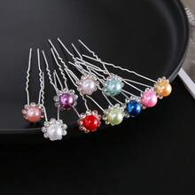 Bộ 20 kẹp tóc cô dâu phong cách Bohemian, kẹp tóc hình chữ U đính đá và hoa ngọc trai giả, phụ kiện tóc cho cô dâu và phù dâu, phụ kiện ngày Valentine. - Kẹp tóc ngọc trai - Xem 7