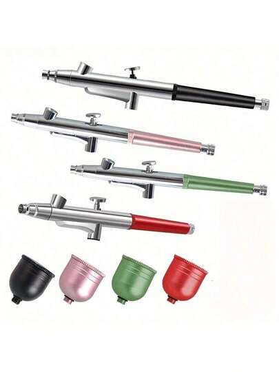 1 Set 0.3mm Single Action Airbrush With 10CC Metal Cup, Trigger Airbrush For Model Cake Nail Art Crafts Cake, Compatible With Most Airbrush Compressor Tools