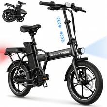 WIND HORSE UPDATE 16" Folding Electric Bike With 2 Seats, Foldable E Bike 20MPH Max Speed, 35 Miles Max Range (Pedal-Assist), Peak Power By 630W, 3 Speed Gear Adults Electric Bicycle With 288Wh Removable Battery