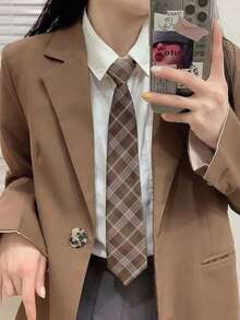 1 chiếc cà vạt nữ, phong cách Hàn Quốc/Nhật Bản, thường ngày, thích hợp làm phụ kiện đồng phục học sinh cho trang phục trang trí Giáng sinh - Màu Khaki - Xem 2