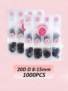 240PCS 500PCS 1000PCS Premade Fans Eyelash Extensions 240-1000 Fans Single Length 240 Fans 20D D Curl Handmade Volume Lashes Extensions 0.07mm Thickness 8-15mm Premade Volume Eyelash Extension Middle Stem Pointy Base Premade Lashes - D - View 15