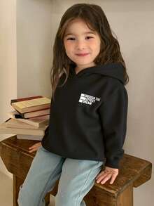 DAZY 少女秋装 少女连帽字母印花卫衣