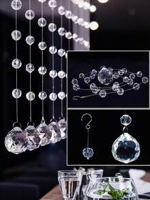 1/5/10 件水晶珠链，带钩亚克力宝石珠串，适用于圣诞树装饰、家居装饰派对装饰、门窗悬挂装饰、吊灯、婚礼道具、圣诞节 - 無色 - 查看 1