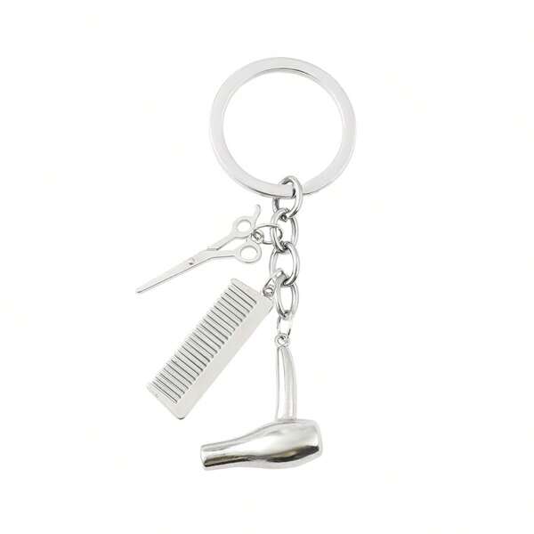 Gold Color DIY Hair Scissors, Hairdryer, Comb Hanging Accessory, Hairdressing Keychain Car Accessories Cute Goth Y2k