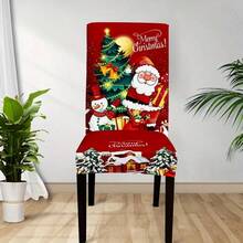 4/6 Unique Christmas Designs, Santa Claus & Snowman Digital Positioning Print Chair Covers, Removable & Washable Chair Cover Set, Soft Elastic Seat Protector, Suitable For Christmas Atmosphere Decoration In Restaurant, Kitchen, Banquet Hall, Dining Room, Bedroom, Office, Living Room, Dormitory And Home - Multicolor - View 3