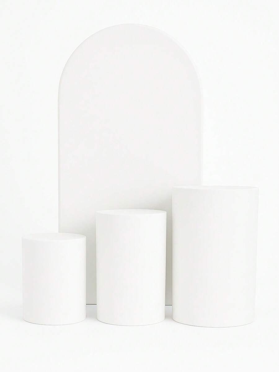 Set Of 4 Double-Sided Roman Panel Pieces And Cylinders - White - View 1