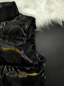 [Comodo e caldo] Gilet da uomo alla moda con imbottitura spessa e lucida - Giubbotto senza maniche con collo alto e zip, con tasche, adatto per autunno/inverno, in pile