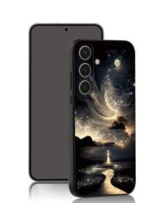 1 pieza Funda de teléfono a prueba de golpes y antideslizante con diseño brillante de aurora y luna compatible con Galaxy A04e/A05s/A13/A14/A15/A34/A35/A50/A52/A53/A54/S21/S22/S23/S24/S25/S25Ultra