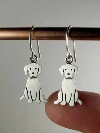 1 Pair Vintage Bohemian Labrador Retriever Dog Earrings, Suitable For Women/Dog Lovers As Daily Jewelry Gift