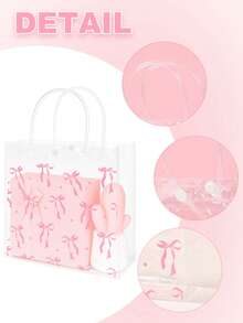 10 Stück rosa Schleife Klare PVC Party Geschenktüten (pro Set mit Griff), rosa Schleife Vollaufdruck transparente Geburtstags-Hochzeits-Party Geschenktüten, rosa Schleife Themen Geburtstags-Party Geschenktüten, 1. Geburtstags-Party Geschenk transparente Verpackungstüten, Party Favor Tüten Geschenktüte für Hochzeit Geburtstag Baby Shower Valentinstag Muttertag Party, Geburtstagsgeschenk, Baby Shower Dekoration, Gender Reveal Dekoration, wiederverwendbare PVC Umhüllungstüte (Kokette rosa Schleife)