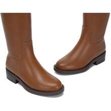 Athlefit Women's Knee High Riding Boots Round Toe Low Heel Tall Boots Pull On Long Booties With Buckle - Nâu nhạt - Xem 4