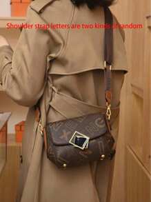 Dedoo 时尚休闲百搭马鞍包，简约设计，字母印花，复古风，可调节宽肩带，适合肩背/斜挎，可放手机，非常适合旅行、购物、约会、女士礼物，适合青少年、大学女生、办公室女士、工作、商务、通勤、户外、旅行（肩带字母两种随机） - 彩色 - 查看 1