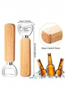 12/6/2/1 Piece Wooden Handle Bottle Opener - Solid Wood Design, Ergonomic Grip, Easy To Open Bottle, Suitable For Home Kitchen And Bar Party Use, Kitchen Bottle Opener | Natural Wood Surface Treatment | Durable Wooden Handle, Beer Bottle Opener, Halloween And Christmas Party Supplies